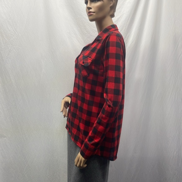 G Collection Womens Black & Red Plaid Long Sleeve Button Down Shirt - Picture 6 of 8